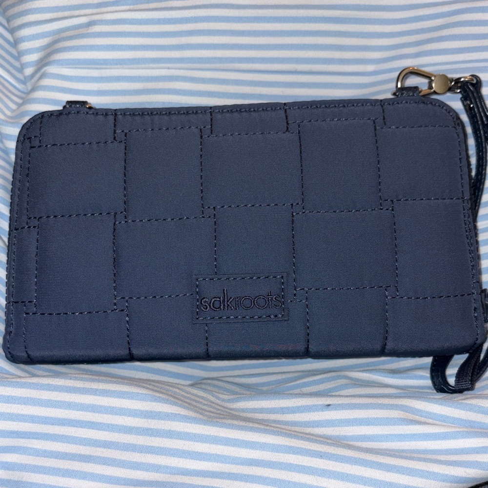 Sakroots Dark Blue Quilted puffer style wallet Wristlet